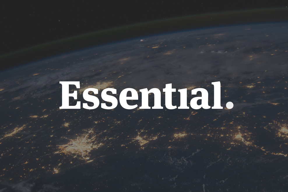 essential logo with satellite image of planet earth
